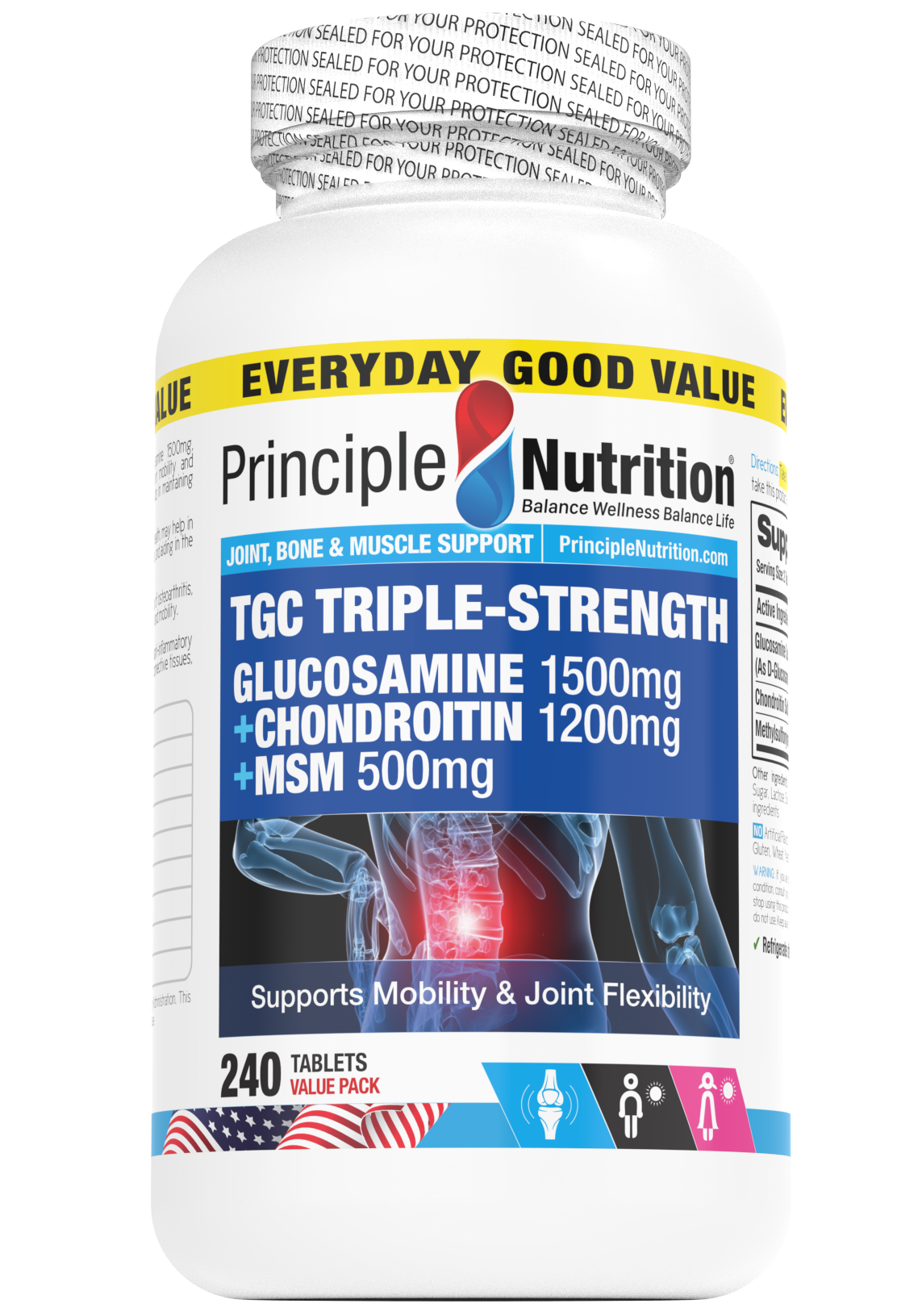Triple Glucosamine 1500mg, Chondroitin 1200mg, MSM 500mg (240s)